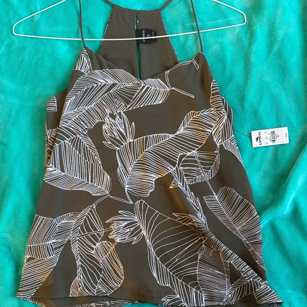 Express Olive Leaf Print Tank